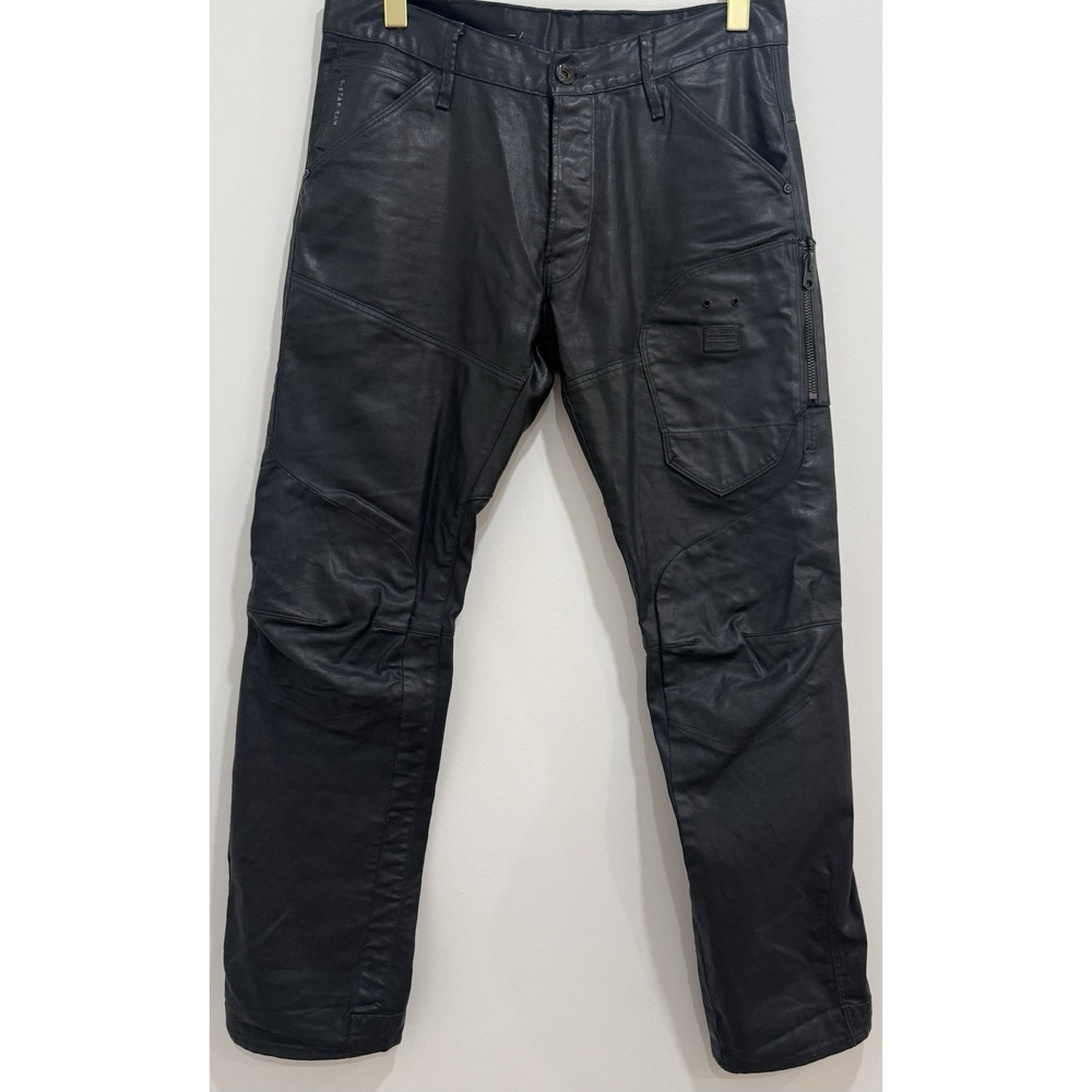 G-Star RAW 5620 3D Tapered Dark Wash Blue/Black Coated Waxed Jeans Men's 34x32
